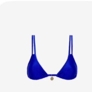 Kulani Kinis Blue Triangle Bikini Top with Gold Detail